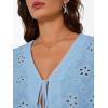 imageTrendy Queen Womens Tie Front Tops Summer Beach Vacation 2025 Fashion Outfits Loose Fit Blouses Eyelet Embroidered ClothesLightblue