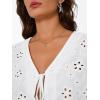imageTrendy Queen Womens Tie Front Tops Summer Beach Vacation 2025 Fashion Outfits Loose Fit Blouses Eyelet Embroidered ClothesWhite