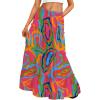 imageTrendy Queen Long Skirts for Women Boho Maxi Skirt Summer Swing Tiered ALine Elastic High Waist Dress with Pockets FashionMulticolor