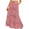 imageTrendy Queen Long Skirts for Women Boho Maxi Skirt Summer Swing Tiered ALine Elastic High Waist Dress with Pockets FashionRed Flower