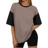 imageTrendy Queen Oversized TShirts for Women Summer Workout Loost Fit Short Sleeve Tops Casual Y2K 2025 Fashion Basic TeesCoffeegrey