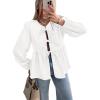 imageTrendy Queen Tir Front Tops Women Fall Fashion Top Babydoll Peplum Blouse Puff Long Sleeve Shirts Bow Tie Shirts TrendyWhite