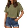 imageTrendy Queen Womens Crop Tops Short Sleeve TShirts Acid Wash Casual Summer Clothes Trendy Comfy 2025 Workout Baggy Soft TeesArmygreen