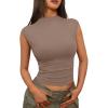 imageTrendy Queen Womens Going Out Basic Tank Tops Mock Neck Spring Clothes Sleeveless Cute Shirts Summer Y2K Sexy Outfits 2025Coffeegrey