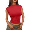 imageTrendy Queen Womens Going Out Basic Tank Tops Mock Neck Spring Clothes Sleeveless Cute Shirts Summer Y2K Sexy Outfits 2025Red