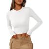 imageTrendy Queen Womens Long Sleeve Crop Tops Basic Ribbed Slim Fitted Shirts Casual Fall Fashion Y2k Teen Girl ClothesWhite