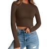 imageTrendy Queen Womens Long Sleeve Crop Tops Basic Slim Fitted Shirts Fashion 2025 Going Out Y2k Tops Teen Girl ClothesChocolate Brown