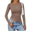 imageTrendy Queen Womens Long Sleeve Shirts Asymmetrical Ruched Going Out Slim Fit Tees Sexy Cute Y2k Fall Fashion Tops 2025Coffeegrey