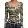 imageTrendy Queen Womens Long Sleeve Shirts Crop Tops Fall Fashion 2025 Square Neck Going Out Basics Tees Y2k ClothesCamo