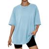 imageTrendy Queen Womens Oversized Summer T Shirts Plus Size Batwing Cute Casual Tops Short Sleeves Fashion Workout ClothesSkyblue