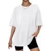 imageTrendy Queen Womens Oversized Summer T Shirts Plus Size Batwing Cute Casual Tops Short Sleeves Fashion Workout ClothesWhite