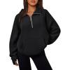 imageTrendy Queen Womens Oversized Sweatshirts Quarter Zip Pullover Long Sleeve Fall Fashion 2025 Winter Clothes Thumb HolesBlack