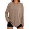 imageTrendy Queen Womens Oversized T Shirts Fall Tunic Thumb Hole Long Sleeve Workout Tops Fashion Plus Size Gym Loose Y2k TeeKhaki