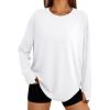 imageTrendy Queen Womens Oversized T Shirts Fall Tunic Thumb Hole Long Sleeve Workout Tops Fashion Plus Size Gym Loose Y2k TeeWhite