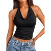 imageTrendy Queen Womens Summer Halter Tops Going Out Crop Top 2025 Fashion Cowl Neck Shirts Backless Sexy Cute Y2K ClothesBlack
