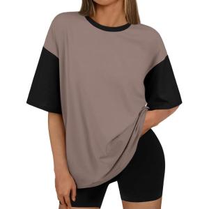imageTrendy Queen Oversized TShirts for Women Summer Workout Loost Fit Short Sleeve Tops Casual Y2K 2025 Fashion Basic TeesCoffeegrey
