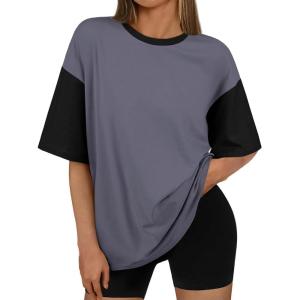 imageTrendy Queen Oversized TShirts for Women Summer Workout Loost Fit Short Sleeve Tops Casual Y2K 2025 Fashion Basic TeesDarkgrey