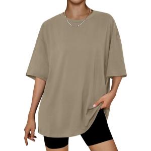 imageTrendy Queen Womens Oversized Summer T Shirts Plus Size Batwing Cute Casual Tops Short Sleeves Fashion Workout ClothesArmykhaki