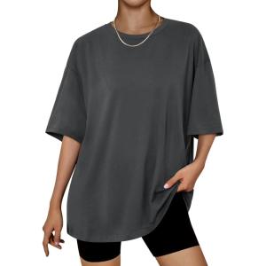 imageTrendy Queen Womens Oversized Summer T Shirts Plus Size Batwing Cute Casual Tops Short Sleeves Fashion Workout ClothesBlackgrey
