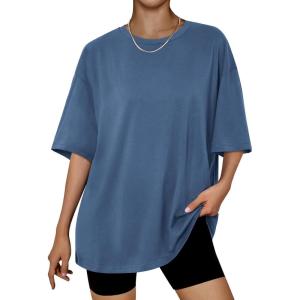 imageTrendy Queen Womens Oversized Summer T Shirts Plus Size Batwing Cute Casual Tops Short Sleeves Fashion Workout ClothesBlue