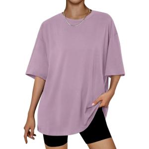imageTrendy Queen Womens Oversized Summer T Shirts Plus Size Batwing Cute Casual Tops Short Sleeves Fashion Workout ClothesDarkpink