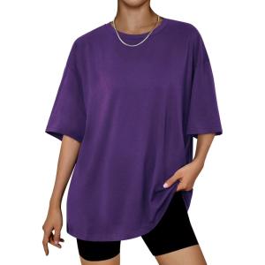 imageTrendy Queen Womens Oversized Summer T Shirts Plus Size Batwing Cute Casual Tops Short Sleeves Fashion Workout ClothesDarkpurple