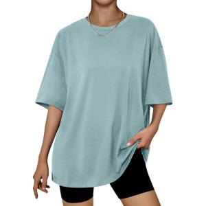 imageTrendy Queen Womens Oversized Summer T Shirts Plus Size Batwing Cute Casual Tops Short Sleeves Fashion Workout ClothesGreygreen