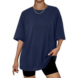 imageTrendy Queen Womens Oversized Summer T Shirts Plus Size Batwing Cute Casual Tops Short Sleeves Fashion Workout ClothesNavy