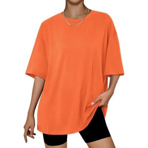 imageTrendy Queen Womens Oversized Summer T Shirts Plus Size Batwing Cute Casual Tops Short Sleeves Fashion Workout ClothesOrange