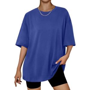 imageTrendy Queen Womens Oversized Summer T Shirts Plus Size Batwing Cute Casual Tops Short Sleeves Fashion Workout ClothesRoyalblue
