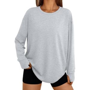 imageTrendy Queen Womens Oversized T Shirts Fall Tunic Thumb Hole Long Sleeve Workout Tops Fashion Plus Size Gym Loose Y2k TeeGrey