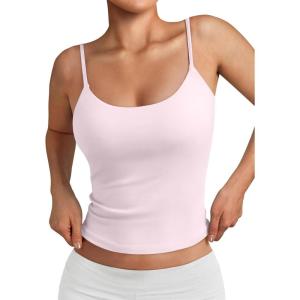 imageTrendy Queen Womens Spaghetti Strap Tank Top Summer Double Lined Workout Camisole Going Out Cute Tops Y2k Teen Girl BasicLightpink