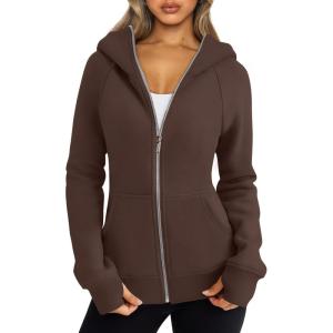 imageTrendy Queen Womens Zip Up Hoodies Fleece Jackets Oversized Sweatshirts Fall Fashion Outfits Sweaters Winter ClothesBrown