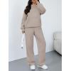 imageTrendy Queen 2 Piece Lounge Sweat Sets Plus Size Fall Fashion Matching Sweatsuits Wide Leg Pants Travel Outfit Winter ClothesCoffeegrey