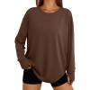 imageTrendy Queen Womens Oversized T Shirts Fall Thumb Hole Long Sleeve Workout Tops Fashion Plus Size Gym Loose Y2k Tunic TeeChocolate Brown