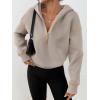 imageTrendy Queen Half Zip Pullover Cropped Hoodies for Women Y2k Cute Sweatshirts Jackets Fall Fashion 2025 Outfits ClothingCoffee Grey