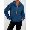 imageTrendy Queen Half Zip Pullover Cropped Hoodies for Women Y2k Cute Sweatshirts Jackets Fall Fashion 2025 Outfits ClothingDark Blue