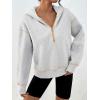 imageTrendy Queen Half Zip Pullover Cropped Hoodies for Women Y2k Cute Sweatshirts Jackets Fall Fashion 2025 Outfits ClothingGrey