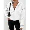 imageTrendy Queen Half Zip Pullover Cropped Hoodies for Women Y2k Cute Sweatshirts Jackets Fall Fashion 2025 Outfits ClothingWhite