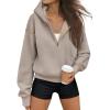 imageTrendy Queen Half Zip Pullover Cropped Hoodies for Women Y2k Cute Sweatshirts Jackets Fall Fashion 2025 Outfits ClothingCoffee Grey
