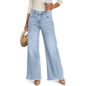 imageTrendy Queen Jeans for Women High Waisted Wide Straight Leg Stretchy Baggy Jeans Fashion Loose Denim Pants Fall 2025Light Blue