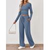 imageTrendy Queen 2 Piece Lounge Sets for Women Fall Outfits 2025 Fashion Two Piece Sweatsuits Business Casual Outfits ClothesDusty Blue
