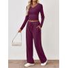imageTrendy Queen 2 Piece Lounge Sets for Women Fall Outfits 2025 Fashion Two Piece Sweatsuits Business Casual Outfits ClothesWine Purple