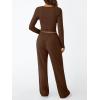 imageTrendy Queen Womens 2 Piece Matching Lounge Set Long Sleeve Slightly Crop Top Wide Leg Pants Casual SweatsuitCocoa