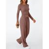 imageTrendy Queen Womens 2 Piece Matching Lounge Set Long Sleeve Slightly Crop Top Wide Leg Pants Casual SweatsuitMauve Rose