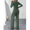 imageTrendy Queen Womens 2 Piece Matching Lounge Sets Fall Fashion Outfits Henley Neck Sweater Top Wide Leg Pants Sweat SuitsGreen