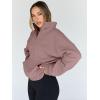 imageTrendy Queen Womens Sweatshirts Quarter Half Zip Pullover Oversized Hoodies Fall Fashion 2025 Winter Fleece Jackets SweatersDarkpink