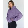 imageTrendy Queen Womens Sweatshirts Quarter Half Zip Pullover Oversized Hoodies Fall Fashion 2025 Winter Fleece Jackets SweatersPurple