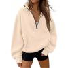 imageTrendy Queen Womens Sweatshirts Quarter Half Zip Pullover Oversized Hoodies Fall Fashion 2025 Winter Fleece Jackets SweatersApricot