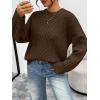 imageTrendy Queen Oversized Cable Knit Sweaters for Women Trendy 2025 Fall Fashion Outfits Pullover Crewneck Sweaters TopsCoffee Brown